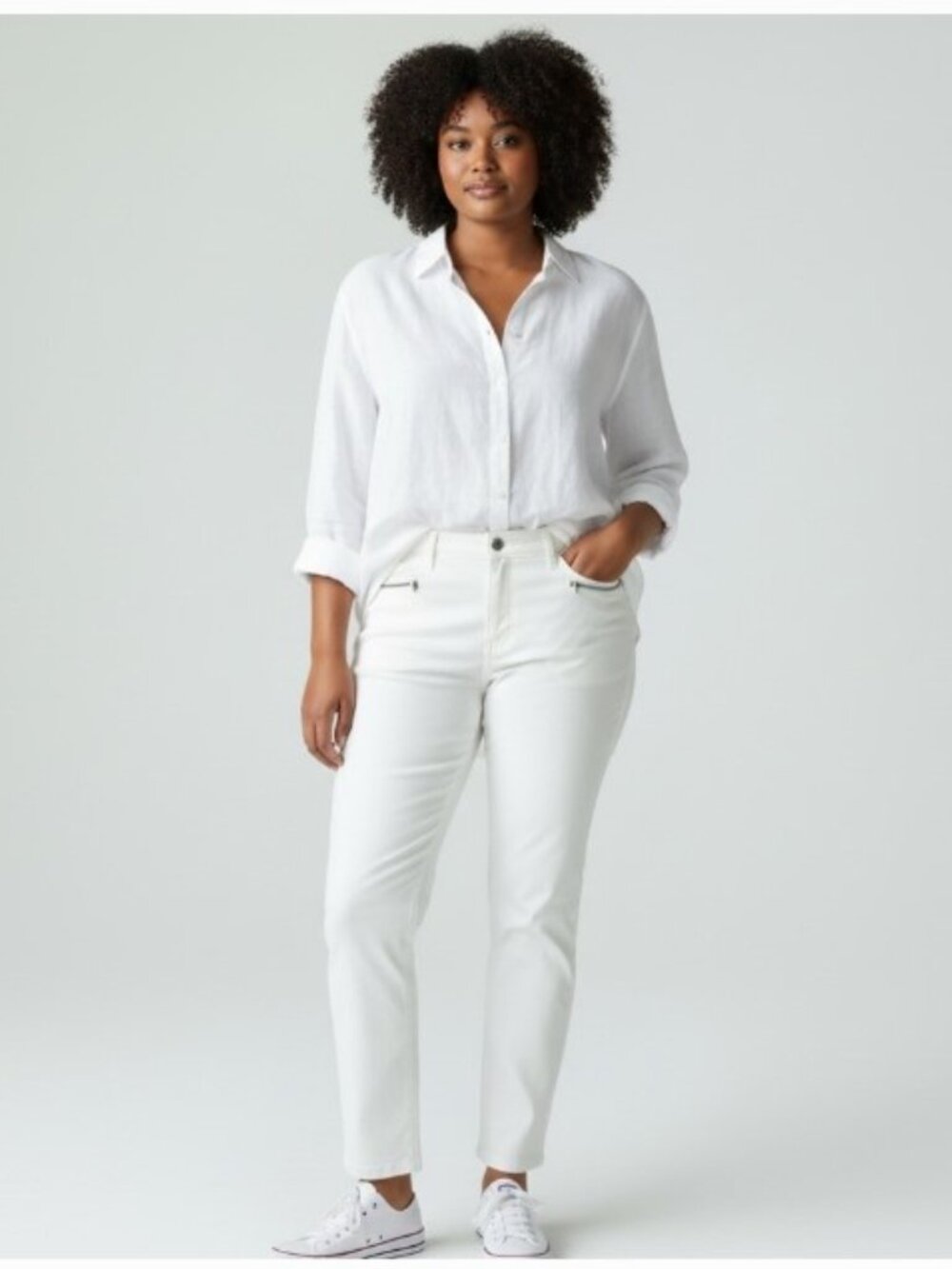 Sandra Augelazzi - White Flat Front Ankle Crop - Size 6 (36) - CAN